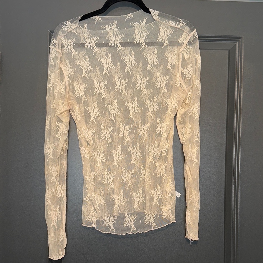 Zenana Outfitters Sheer Lace Top in Cream